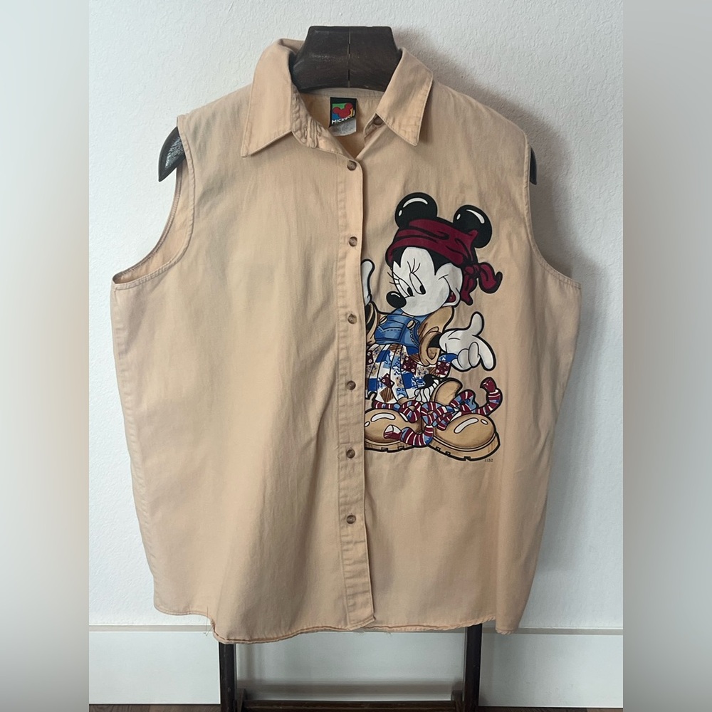 Vintage Minnie Mouse by Jerry Leigh 90s Sleeveless Button Down Shirt Size 22